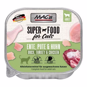 MACs Cat Schale Ente Pute Huhn getreidefrei für Katzen 100g MHD 4/26