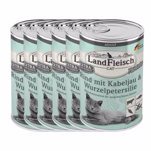 LandFleisch Cat Adult Pastete mit Rind Kabeljau Wurzelpetersilie 6x400g