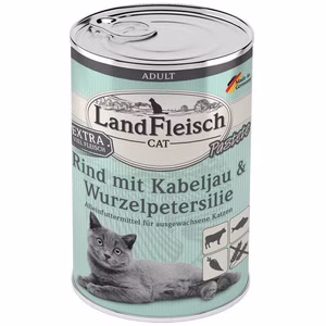 LandFleisch Cat Adult Pastete mit Rind Kabeljau Wurzelpetersilie 400g