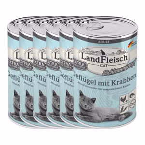 LandFleisch Cat Adult Schlemmertopf mit Geflügel Krabben 6x400g