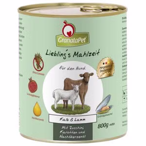 GranataPet Lieblings Mahlzeit Kalb Lamm für Hunde 6x800g
