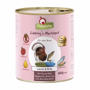 GranataPet Lieblings Mahlzeit Lachs Pute Kartoffel für Hunde 6x800g