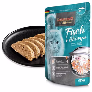 Leonardo Fisch Shrimps Pouchbeutel für Katzen 85g