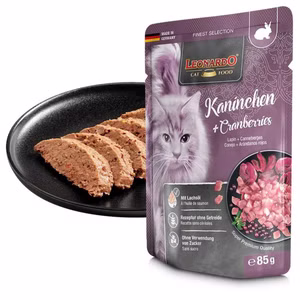 Leonardo Kaninchen und Cranberries Pouchbeutel für Katzen 85g