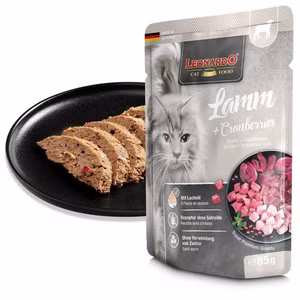 Leonardo Lamm und Cranberries Pouchbeutel für Katzen 85g