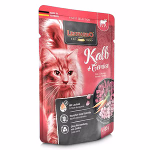 Leonardo Kalb und Gemüse Pouchbeutel für Katzen 85g