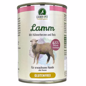 Luckys Lamm Hühnerherzen und Reis für Hunde 6x800g