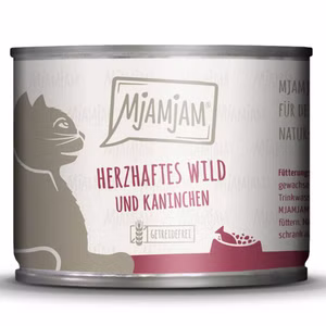 MjAMjAM herzhaftes Wild und Kaninchen an fruchtigen Heidelbeeren für Katzen 200g