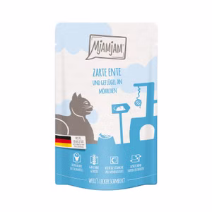 MJAMJAM zarte Ente und Geflügel an Möhrchen für Katzen 125g