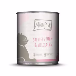 MjAMjAM saftiges Huhn und Wildlachs für Katzen 6x800g