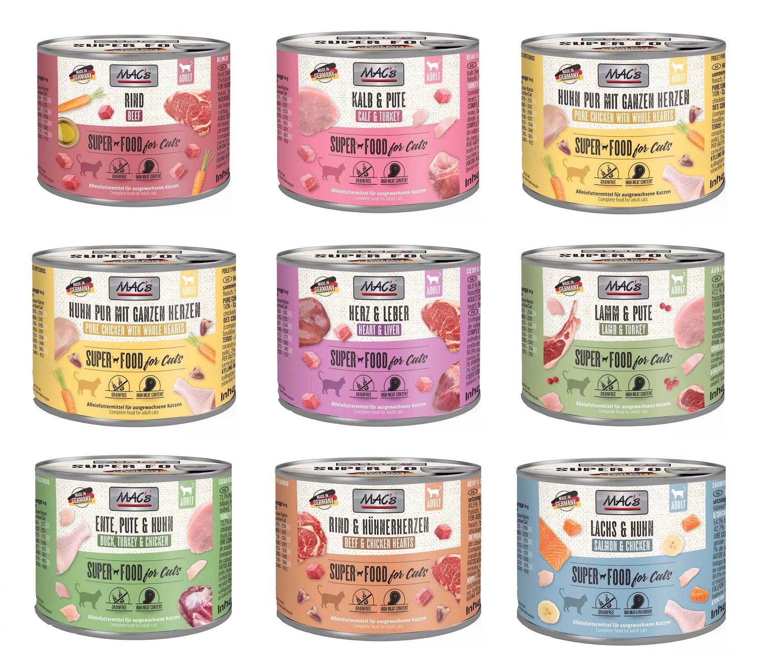 Macs Katze Katzenfutter 24 x 800g Macs Nassfutter getreidefrei | eBay.de