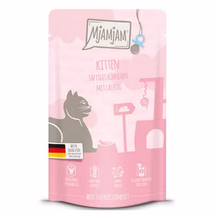 MjAMjAM Kitten saftiges Hühnchen mit Lachsöl für junge Katzen 125g