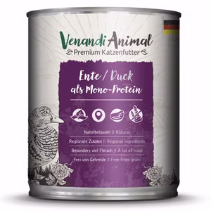 Venandi Animal Ente als Monoprotein für Katzen 24x800g 24x800g