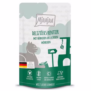 MjAMjAM deliziöses Rentier mit Hühnchen für Katzen 125g