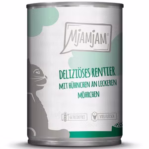 MjAMjAM deliziöses Rentier mit Hühnchen für Katzen 24x400g