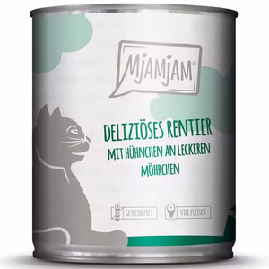 MjAMjAM deliziöses Rentier mit Hühnchen für Katzen 24x800g 