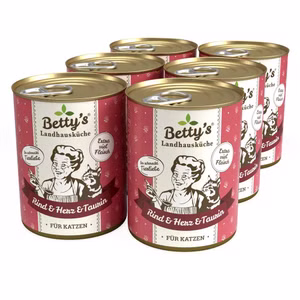 Bettys Landhausküche Rind Herz für Katzen 6x400g