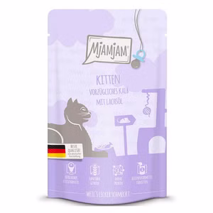 MjAMjAM Kitten vorzügliches Kalb mit Lachsöl für Katzen 125g