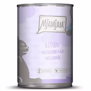 MjAMjAM Kitten vorzügliches Kalb mit Lachsöl für Katzen 24x400g