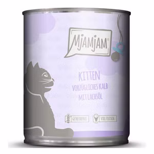 MjAMjAM Kitten vorzügliches Kalb mit Lachsöl für Katzen 24x800g