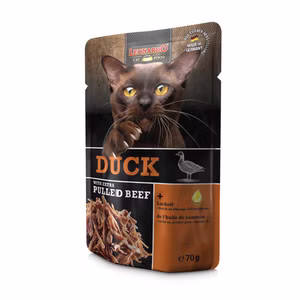 Leonardo Duck Pulled Beef extra viel Rindfleisch für Katzen 70g