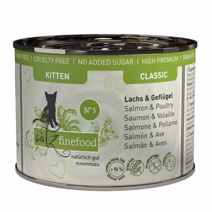catz finefood Kitten No 05 Lachs Geflügel getreidefreies Kittenfutter 200g