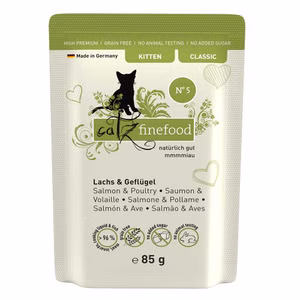 catz finefood Kitten No 05 Lachs Geflügel getreidefreies Kittenfutter 200g