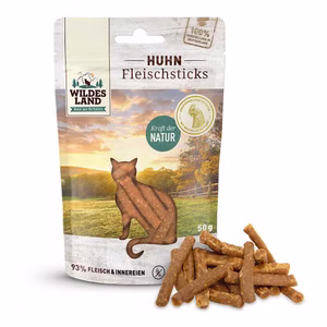 Wildes Land Fleischsticks Huhn pur getreidefreier Katzensnack 50g Huhn