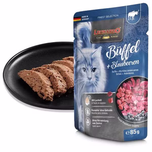 Leonardo Büffel und Blaubeeren für Katzen 85g