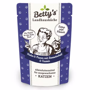 Bettys Landhausküche Huhn Fasan mit Borretschöl Pouch für Katzen 100g