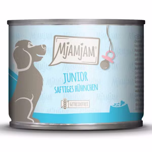 MJAMJAM Junior saftiges Hühnchen mit Ei für Welpen und Junghunde 200g