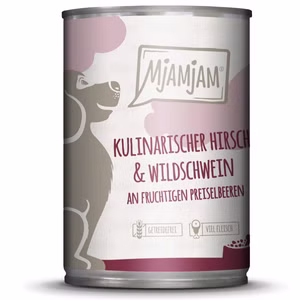 MJAMJAM kulinarischer Hirsch und Wildschwein für Hunde 800g