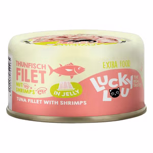Lucky Lou Extrafood Thunfischfilet mit Shrimps in Jelly für Katzen 70g Dose