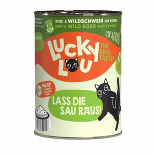 Lucky Lou Adult Rind Wildschwein mit Kürbis für Katzen 6x400g