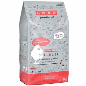 Grau Puppy Geflügel Trockenfutter für junge Hunde 12kg