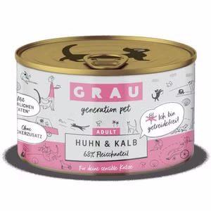 Grau Huhn Kalb Nassfutter für Katzen 200g
