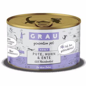 Grau Pute Huhn Ente Nassfutter für Katzen 200g