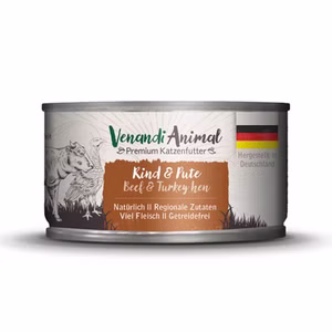 Venandi Animal Rind Pute Katzenfutter 100g