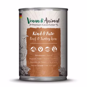 Venandi Animal Rind Pute Katzenfutter 24x400g
