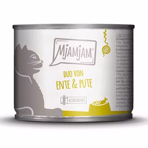 MJAMJAM DUO von zarter Ente Pute an gedämpftem Kürbis für Katzen 24x200g