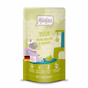MJAMJAM Senior DUO von zarter Ente und Kaninchen für Katzen 125g