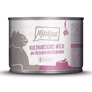 MJAMJAM kulinarisches Wild an frischen Preiselbeeren für Katzen 6x200g