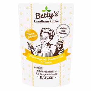 Bettys Landhausküche Huhn PUR mit Borretschöl Pouchbeutel für Katzen 100g