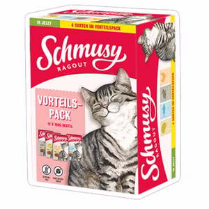 Schmusy Ragout in Jelly Vorteilspack 12x100g Pouchbeutel für Katzen 12x100g