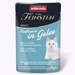 Animonda Vom Feinsten Raffinesse in Gelee reich an Huhn mit leckerem Seelachs 85g