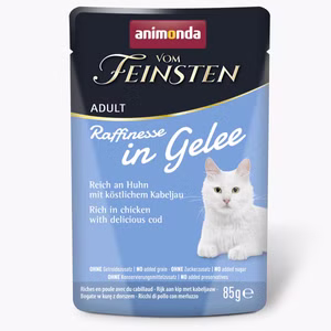 Animonda Vom Feinsten Raffinesse in Gelee reich an Huhn mit köstlichem Kabeljau 85g