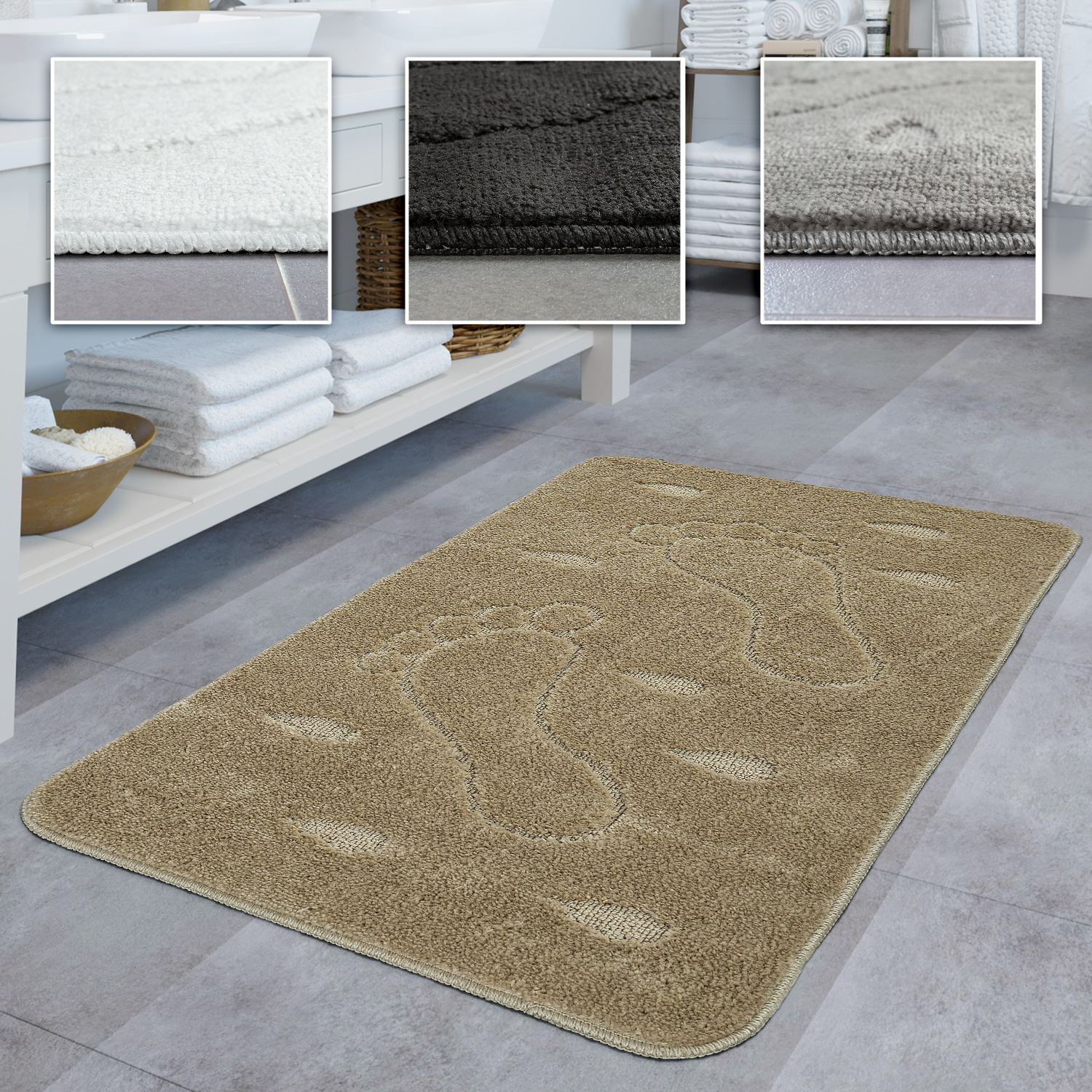 Badematte Rutschfest Badezimmer Motiv Füße In Versch. Farben u. Größen