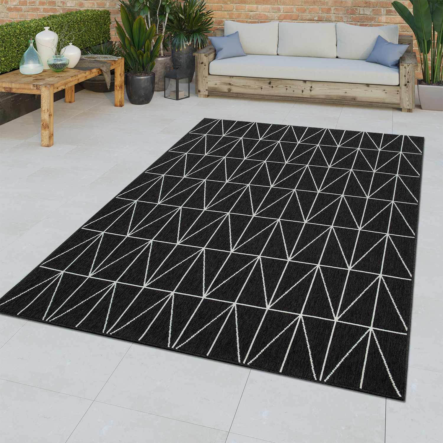Mobel Wohnen Kurzflor In Outdoor Teppich 3d Effekt Geometrisch Abstraktes Muster Grau Jeoz Com Co
