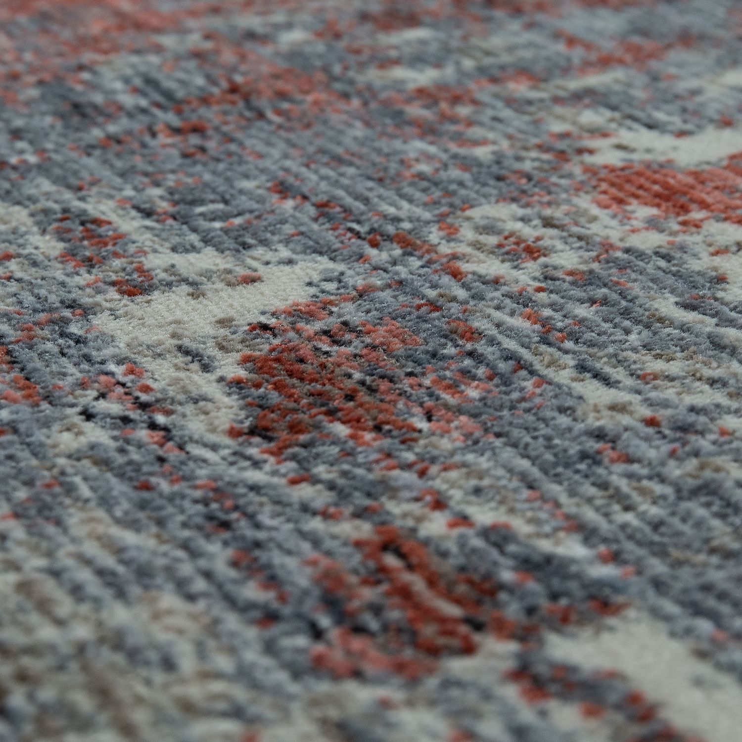 Wohnzimmer Teppich Blau Rot Weiß Used Design Gemaltes Muster Abstrakt