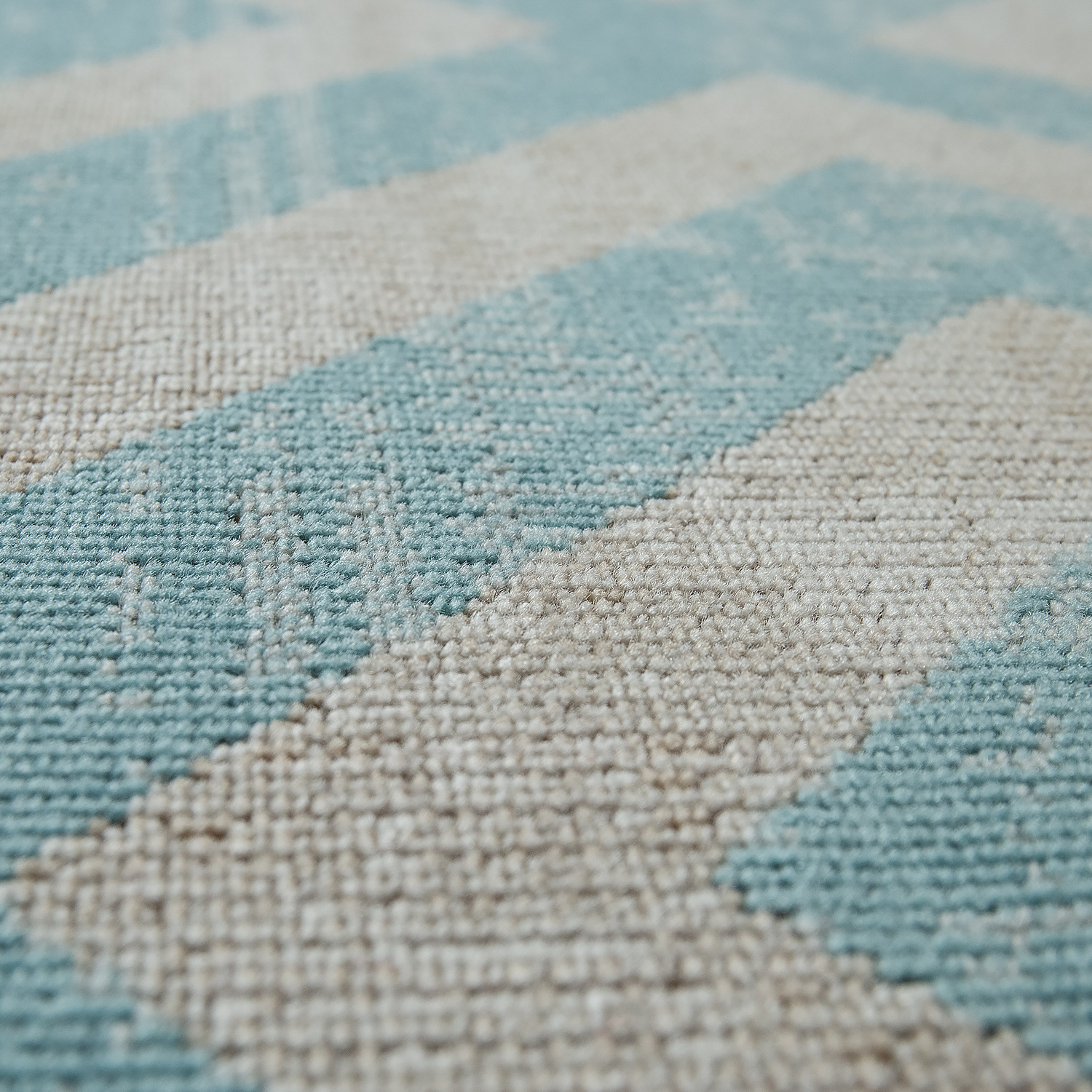 Outdoor Teppich Blau Weiß Balkon Terrasse Skandi Muster Rauten